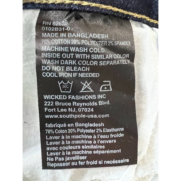 Southpole Blue Moto Skinny Jeans Men 30 x 32 Ribbed Distressed Straight Leg - Picture 8 of 11